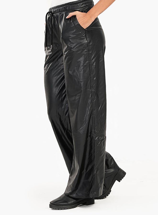 Carina Leather Pants with Elastic Waist - Image 2
