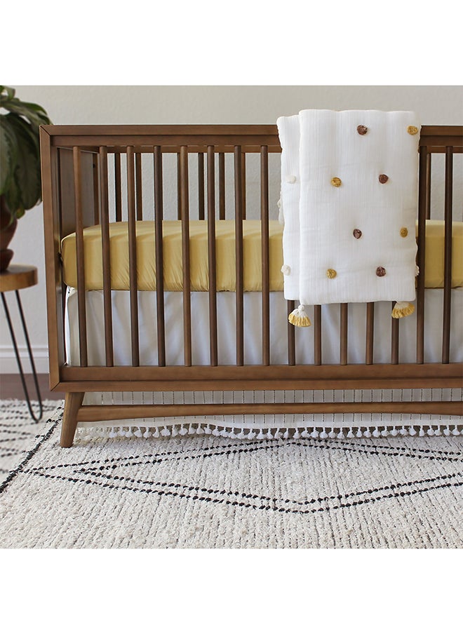 Crane BABY - Blanket, Soft Cotton Pom Pom Nursery And Toddler Blanket For Boys And Girls, Cream, 36 X 36 Inch - Image 1