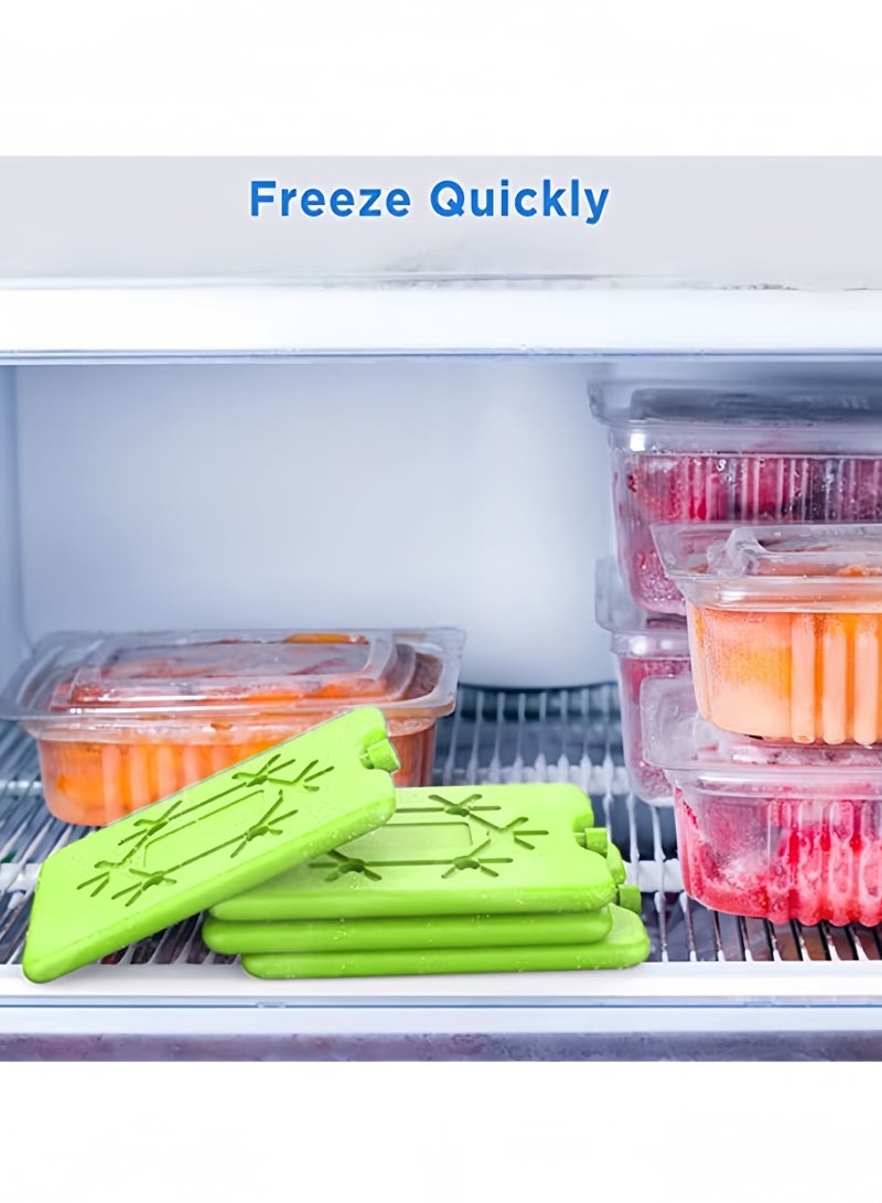 Fasola 4 Pack Ice Packs for Lunch Box, Reusable Ultra Thin Freezer Packs Long Lasting for Coolers, Cooler Bag for Work, School, Picnic or Camping Keep Food Fresh Lightweight Design for Easy Carrying (Green）  - Image 5
