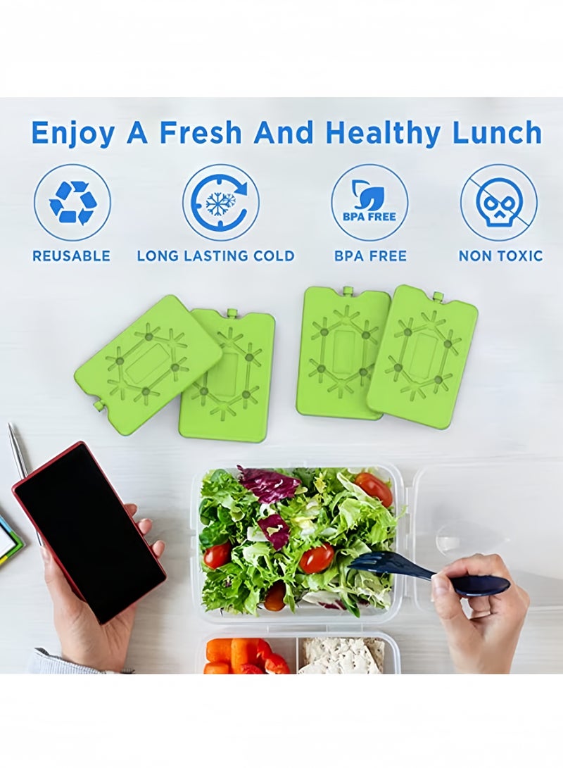 Fasola 4 Pack Ice Packs for Lunch Box, Reusable Ultra Thin Freezer Packs Long Lasting for Coolers, Cooler Bag for Work, School, Picnic or Camping Keep Food Fresh Lightweight Design for Easy Carrying (Green）  - Image 3