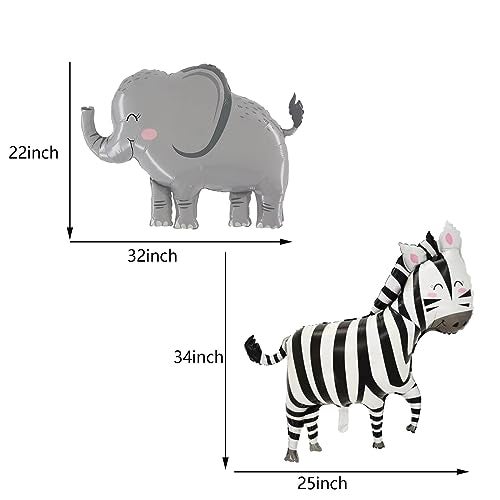 DYT 6PCS Jungle Animal Foil Balloons Giant Safari Animal Foil Balloons for Kids Boys Safari Jungle Baby Shower Birthday Wild One Zoo Party Decorations - Image 5