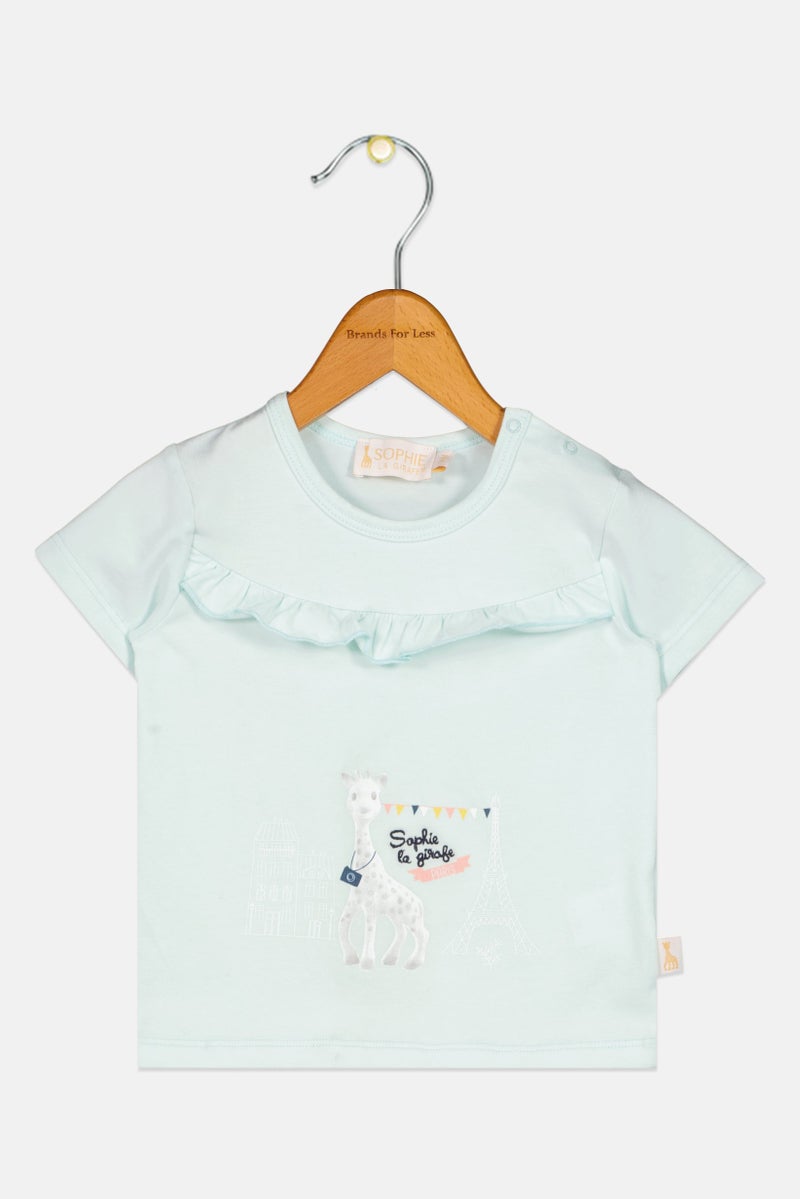 Sophie la girafe Toddlers Girl Short Sleeve Graphic T Shirt, Turquoise - Image 1