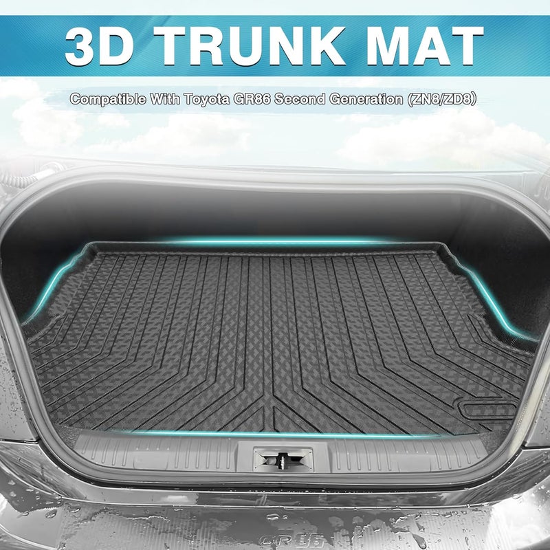 Mixsuper Cargo Liner Compatible with 2022-2023 Toyota GR86 All Weather Rear Cargo Trunk Floor Mat Black - Image 2
