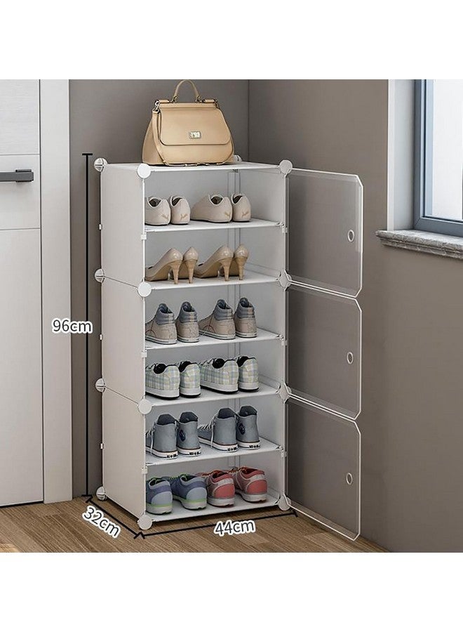 Zemic Portable Shoe Rack for Home Plastic with Door,Adjustable Plastic Shoe Rack for Bedroom/Outdoor Waterproof, Shoe Storage Organizer,High-Density PP Frame for Stability (6-SHELF-3-DOOR, White) - Image 2
