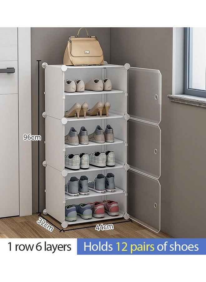 Zemic Portable Shoe Rack for Home Plastic with Door,Adjustable Plastic Shoe Rack for Bedroom/Outdoor Waterproof, Shoe Storage Organizer,High-Density PP Frame for Stability (6-SHELF-3-DOOR, White) - Image 3