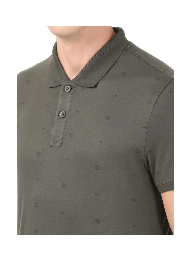 Jockey Deep Olive IM16 Men Tencel Micro Modal and Cotton Blend Printed Half Sleeve Polo T Shirt for Men | Best Price UAE