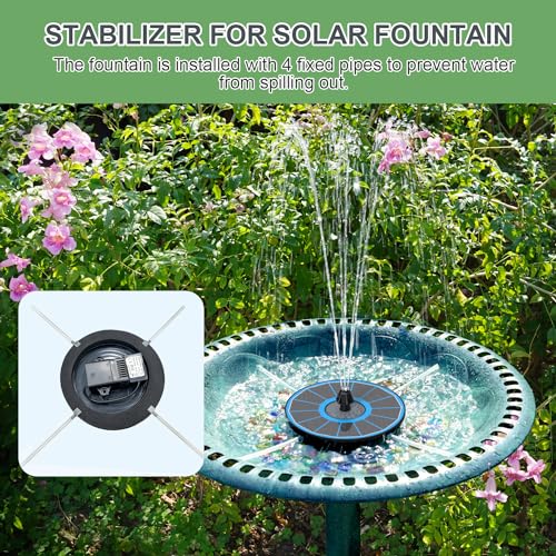 Yzert Solar Fountain for Bird Bath Direct Sunlight High Efficiency 3.5W Glass Panel Solar Water Fountain Outdoor Garden Flower (Blue) - Image 3