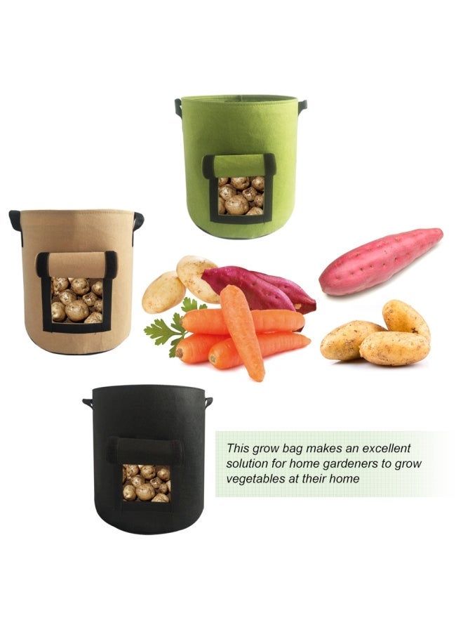 NIBEMINENT 3-Piece Garden Planting Bags Black/Green/Brown  - Image 5