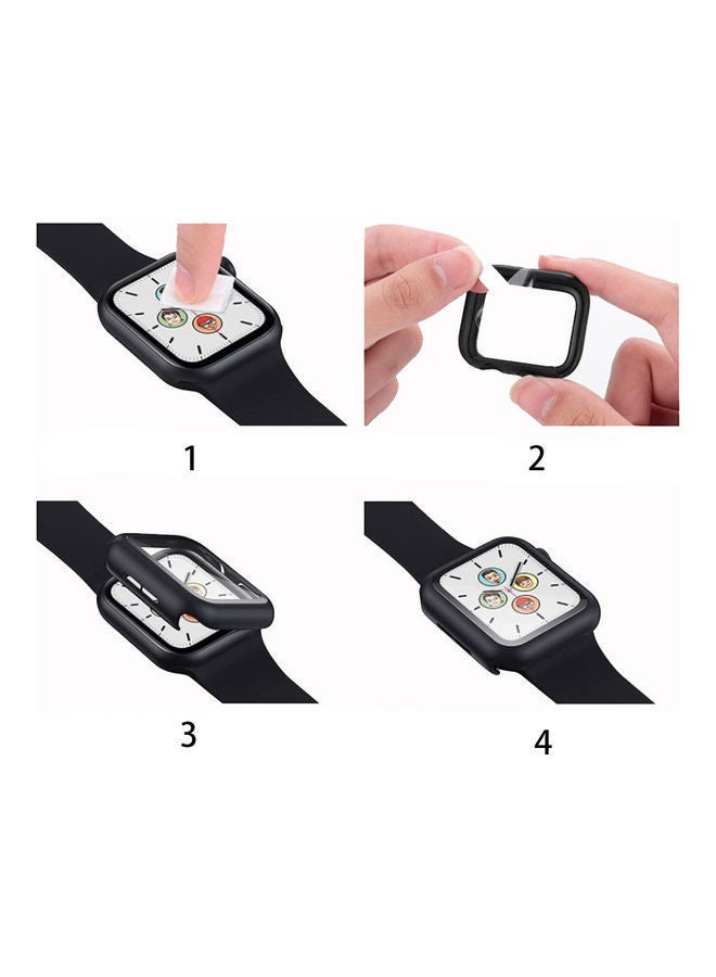 NIBEMINENT Toughed Film Protective Case Suitable For Apple Watch 1/2/3/4/5/6 Generation 44mm Black  - Image 2