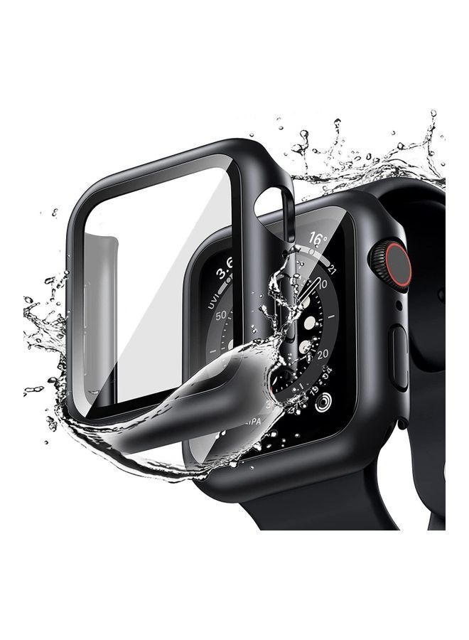 NIBEMINENT Toughed Film Protective Case Suitable For Apple Watch 1/2/3/4/5/6 Generation 44mm Black  - Image 1