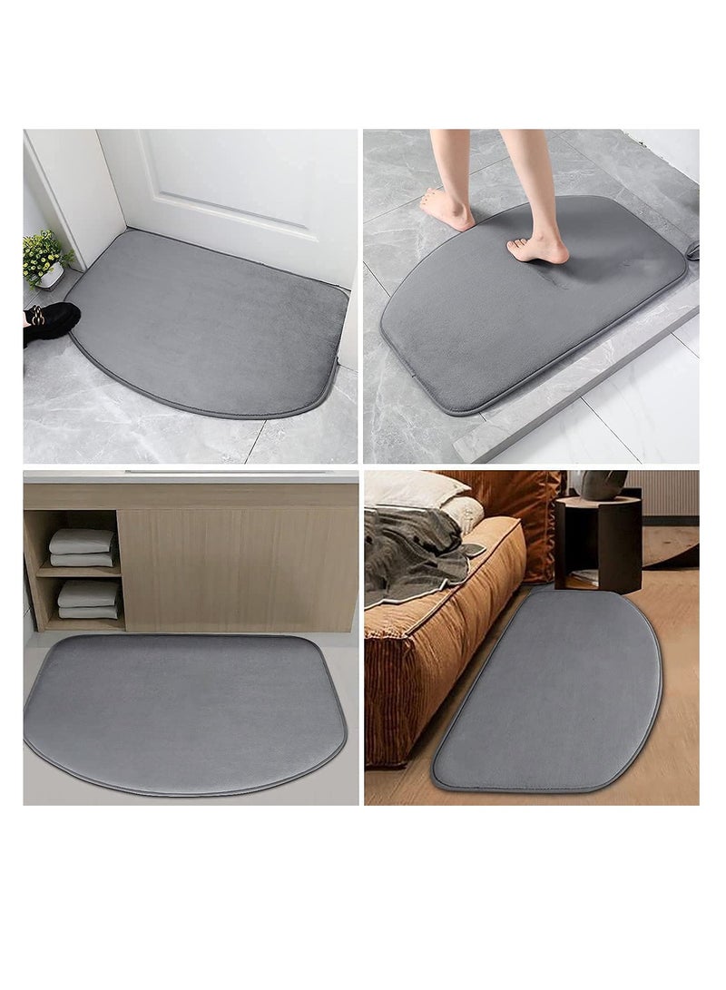 Excefore Memory Foam Bath Mat,Soft Small Bathmat Thick,Semi-Circular Non-Slip Bathroom Rugs Super Water Absorbent Bath Rugs Machine Wash Bath Mats for Floor Rug(17 inch×24 inch) - Image 2