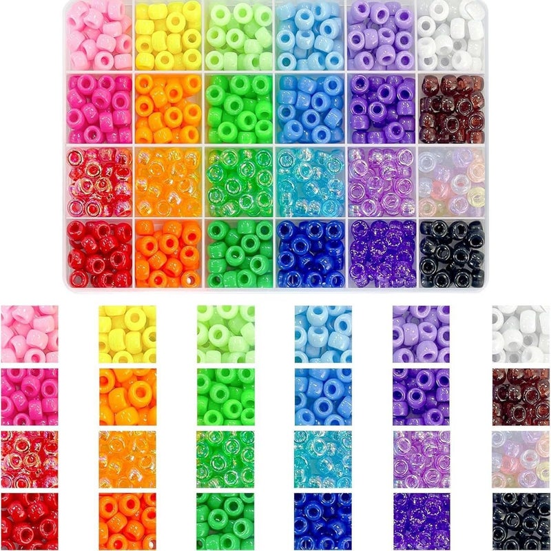 Capstro 1100PCS Pony Beads Bracelet Making Kit – 24 Colors 6x9mm Barrel Beads for DIY Jewelry, Bracelets, Necklaces & Crafts – Kids Beading Kit with Storage Box - Image 2