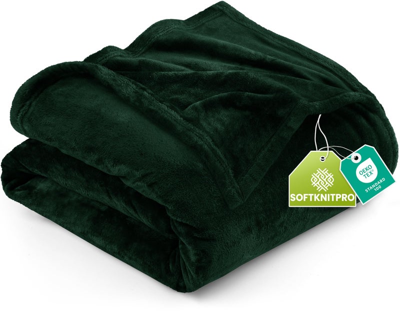 Utopia Bedding Fleece Blanket Queen Size Forest Green 300GSM Luxury Anti-Static Fuzzy Soft Microfiber Bed Blanket (90x90 Inch) - Image 1