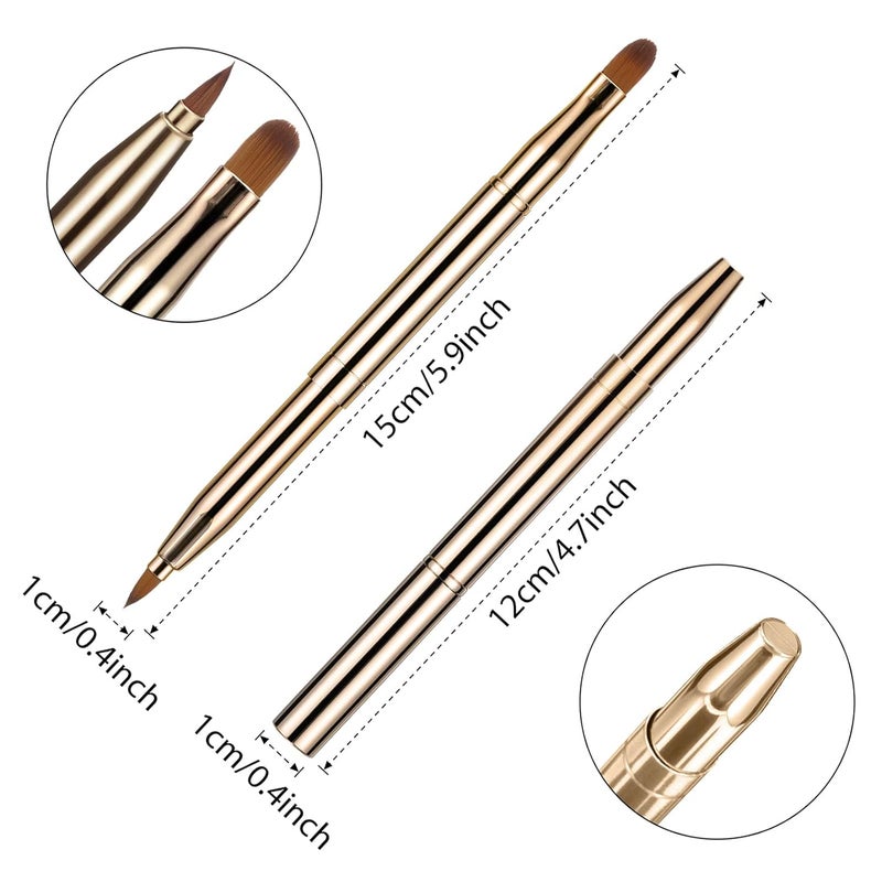 TOODOO 3 Pack Retractable Lip Brush for Lipstick with Cap Dual-ended Liner Foundation Makeup Brush Sets Travel Applicators(Gold, Purple, Bright Pink) - Image 2