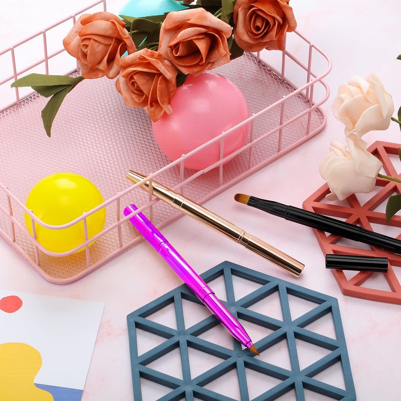 TOODOO 3 Pack Retractable Lip Brush for Lipstick with Cap Dual-ended Liner Foundation Makeup Brush Sets Travel Applicators(Gold, Purple, Bright Pink) - Image 4