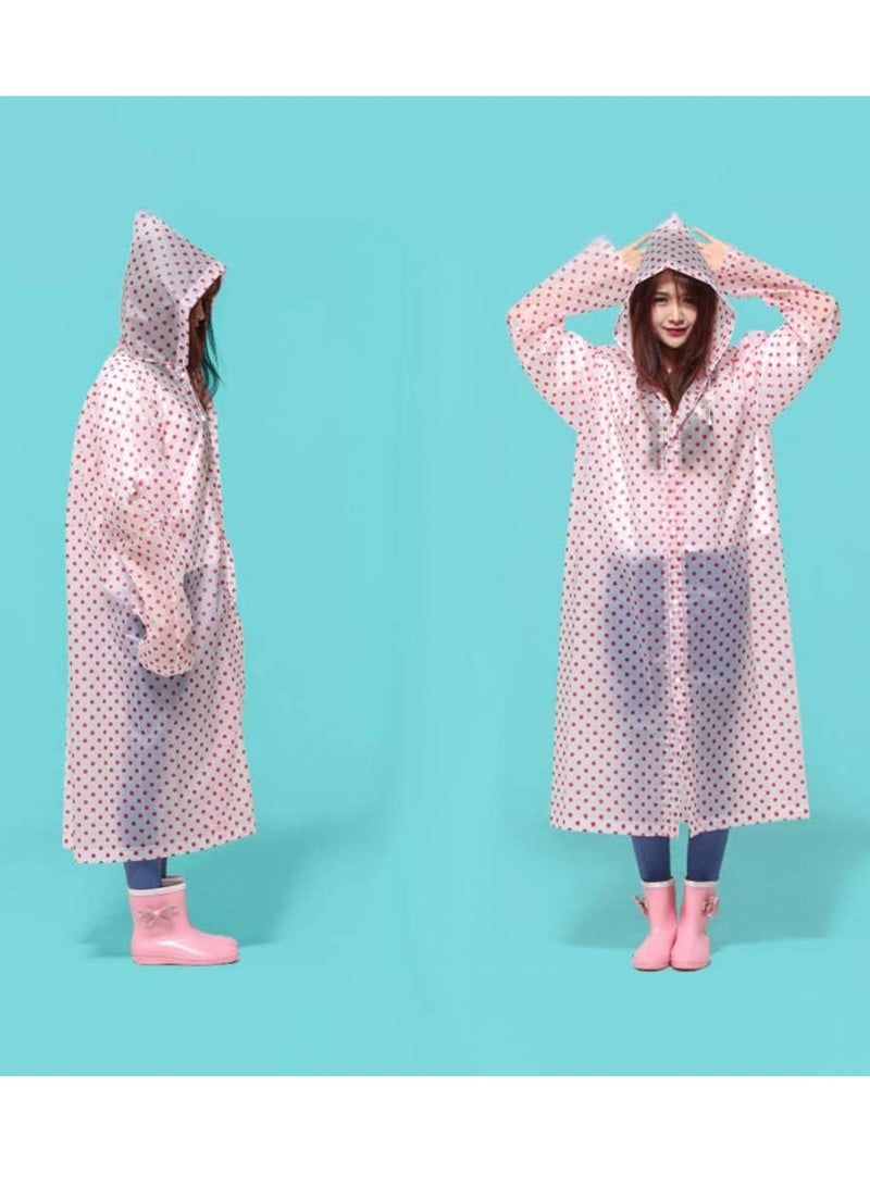 SYOSI Rain Poncho with Hood   Adult Raincoat Waterproof Rain Ponchos for Men Women, Emergency Survival Kit Outdoor Camping Hiking Travel and Theme Parks lovely and Fun Dots Print - Image 2