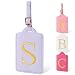 Iqimott Personalized Initial Luggage Tags for Suitcases Cute PU Leather Embroidered Letter Travel Luggage Tags Suitcase Identifier Name Baggage Tag Bag Tags for Men Women Kids Luggage HandbagsPurple S - Image 2