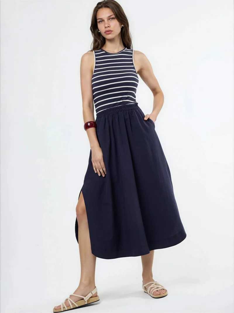 بوسيم BUSEM Striped Sleeveless Midi Dress
