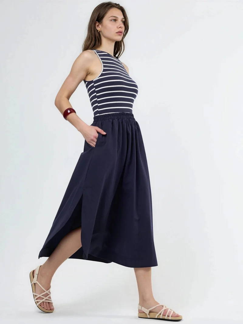 بوسيم BUSEM Striped Sleeveless Midi Dress