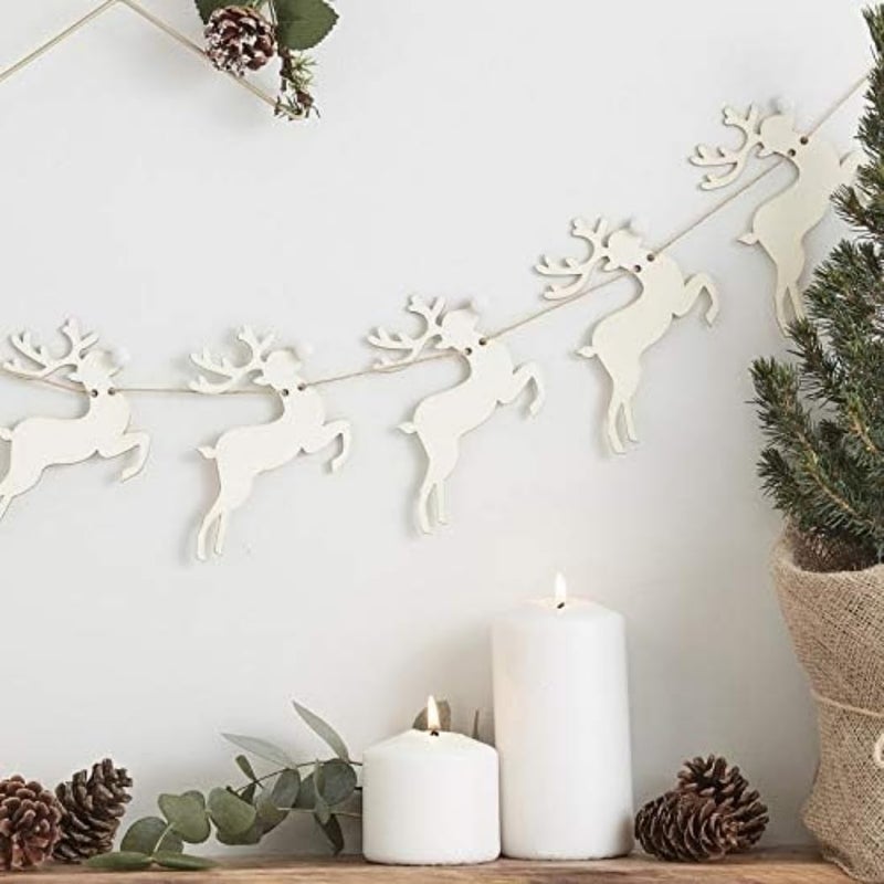 Ginger Ray Festive Christmas Wooden Reindeer Bunting Party Decorations Banner Rustic