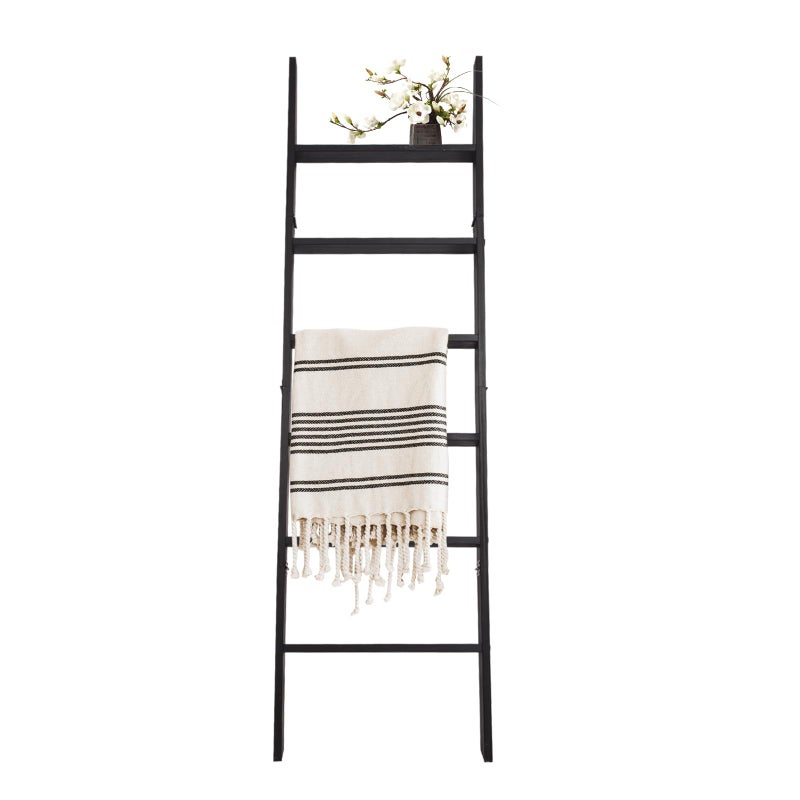 HYBDAMAI 6Tier Blanket Ladder  55 Ft Wall Leaning Quilt Rack Farmhouse Blanket Storage for Living Room Bedroom  Bathroom  Rustic Decorative Wooden Towel  Quilt Holder Easy to Assemble