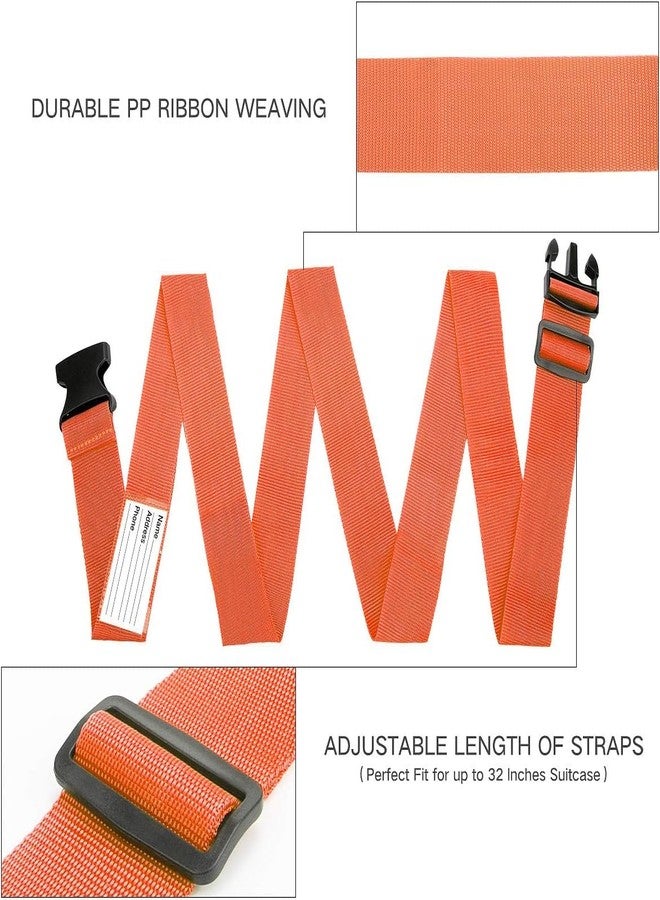 Luxebell Luggage Straps Suitcase Belt TSA Approved Travel Accessories Gift 4-Pack 6.56ft (2 Orange 2 Black) - Image 2