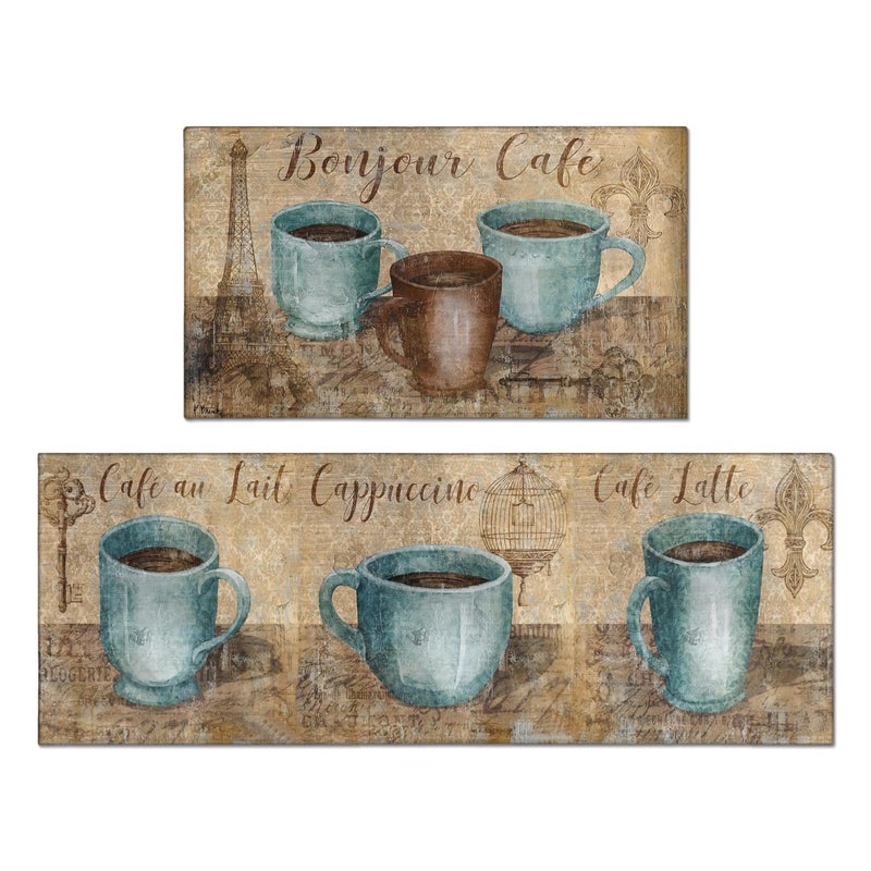 wyoansfhd Kitchen Rug Sets of 2 Piece Non Slip Kitchen Rugs and Mats Washable Kitchen Mats for Kitchen Floor Mat Carpet Runner Rugs for Hallway Laundry Decor 17”x30“+17'' X 47'' - Image 1