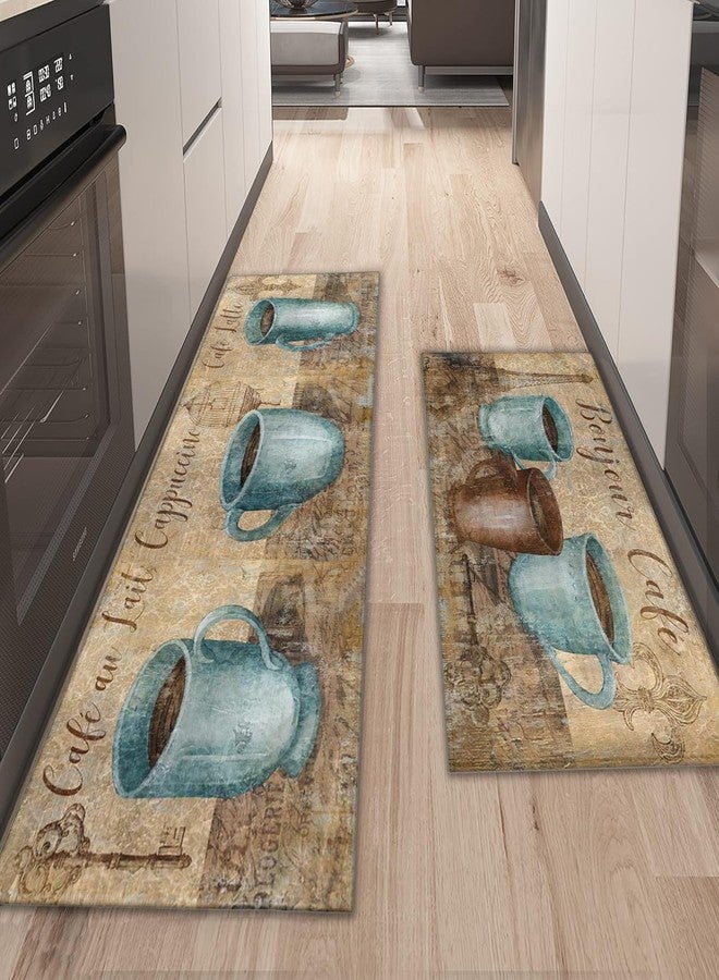 wyoansfhd Kitchen Rug Sets of 2 Piece Non Slip Kitchen Rugs and Mats Washable Kitchen Mats for Kitchen Floor Mat Carpet Runner Rugs for Hallway Laundry Decor 17”x30“+17'' X 47'' - Image 2