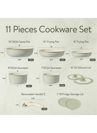 CAROTE 11pcs Pots and Pans Set, Nonstick Cookware Set Detachable Handle, Induction Kitchen Cookware Sets Non Stick with Removable Handle, RV Cookware Set, Oven Safe, Green - pzsku/Z277984B72AF0E659B605Z/45/_/1732468411/6caf24cd-582b-4aff-b7d7-c4d86fe5ed52