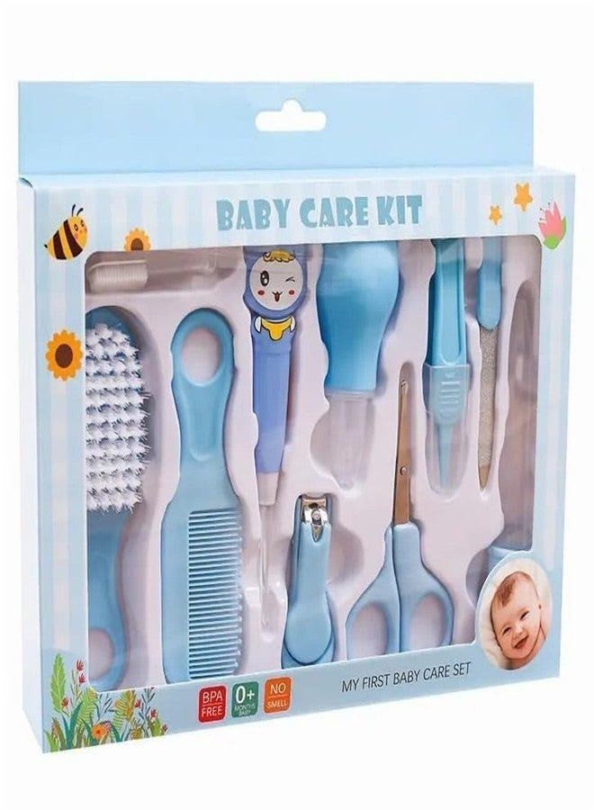 DOEASY Portable Manicure Grooming Kit for New Born Baby|10 in 1 Healthcare Accessories Set to Keep Infants & Toddlers Clean|Perfect Nursery Gift with Nail, Hair, Ear Grooming Tools for Kids (Blue) - Image 1