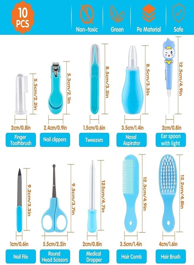 DOEASY Portable Manicure Grooming Kit for New Born Baby|10 in 1 Healthcare Accessories Set to Keep Infants & Toddlers Clean|Perfect Nursery Gift with Nail, Hair, Ear Grooming Tools for Kids (Blue) - Image 3