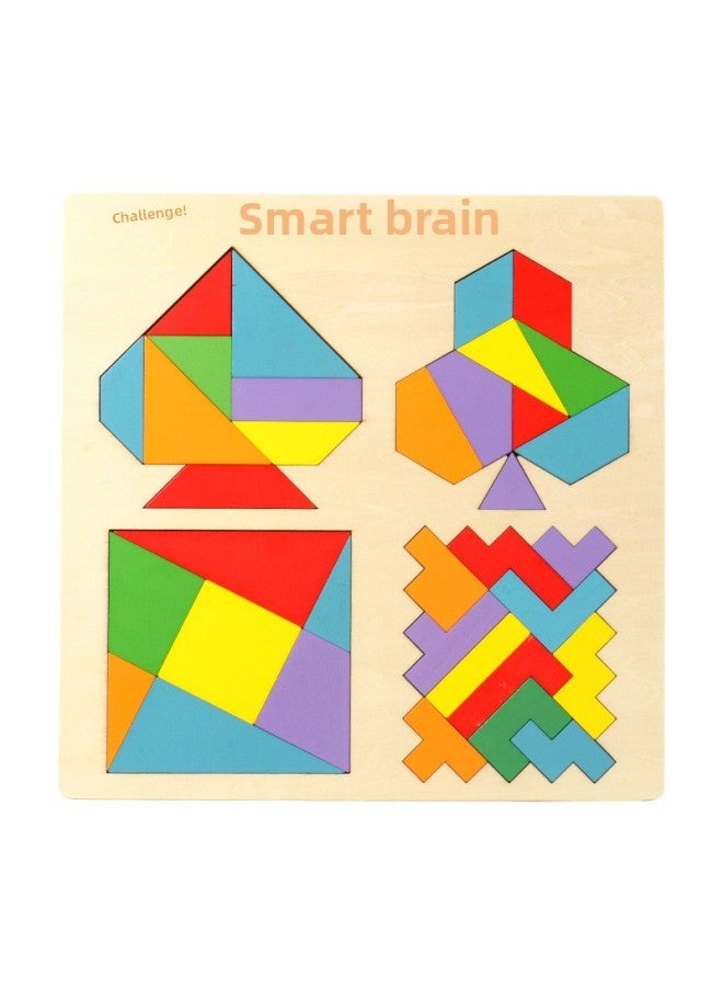 Smart Brain Tangram Student's First Grade Math Teaching Aids Children's Toys Wooden Intelligence Puzzle Kindergarten-Color:101 - Image 3