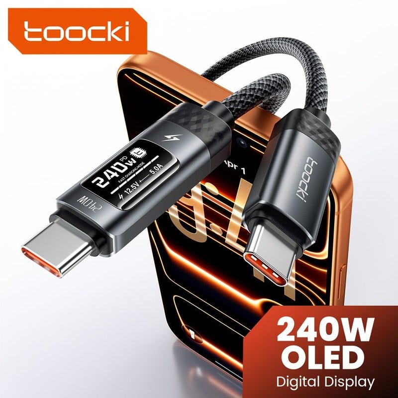 USB C Cable 240W OLED Digital Display Data Charging Cord 78.74 Inches For Xiaomi Huawei - Image 3