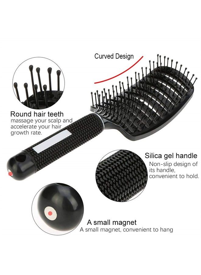 eyxformula 2 Pc Curved Vented Hair Brushes for Women, Eyxformula Anti Frizz Hair Detangling Brush for Long Thick Curly Hair, Paddle Blow Fast Drying Hair Detangler Wet Hair Brush Styling Tool