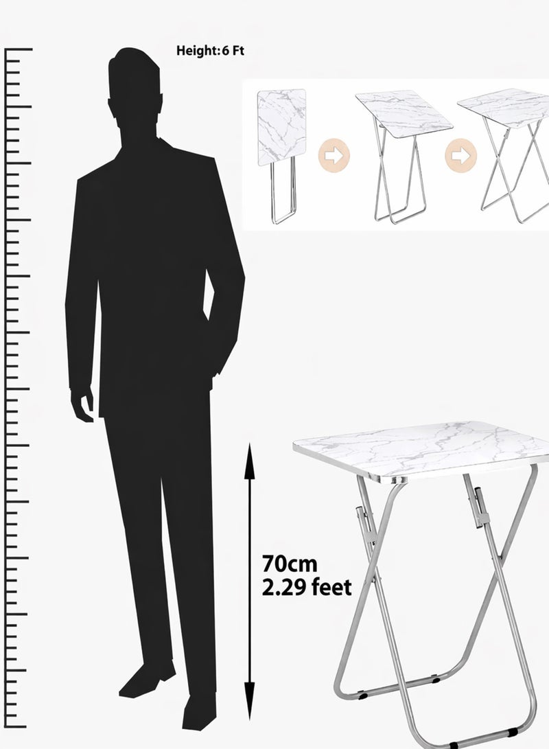 DBLEW Foldable Marble Design Top Square Table with 2 Folding Chairs, Metal Frame – For Dining, Balcony, Office & Outdoor Use - Image 5