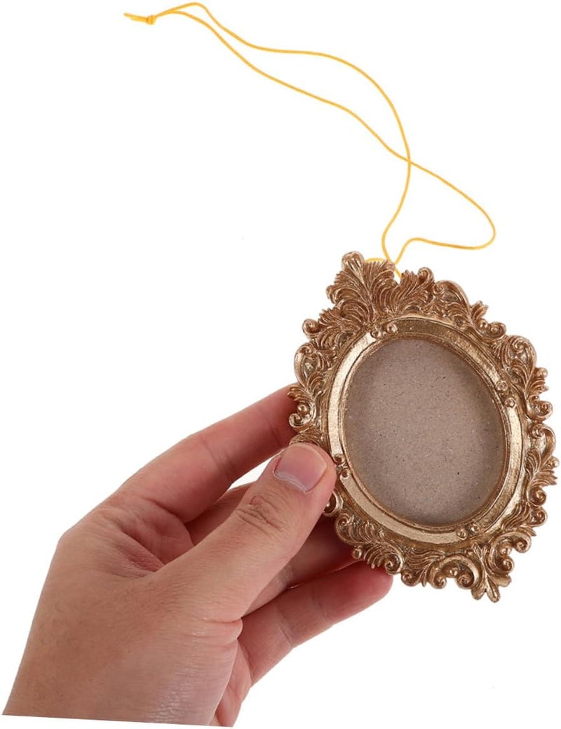 4pcs Mini Vintage Resin Picture Frames – Oval Rectangular Antique Style, Gold Color, Wall-mount and Tabletop Display for Wedding, Home Gallery Decor - Image 4
