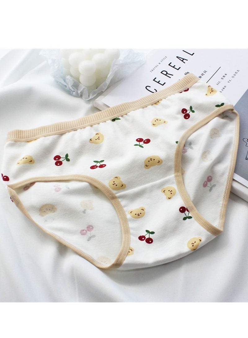 5 Pack Mid Waist Briefs Cute Style Cotton Underwear Ladies Mid Waist Comfortable Breathable Cute Girls Briefs  - Image 3