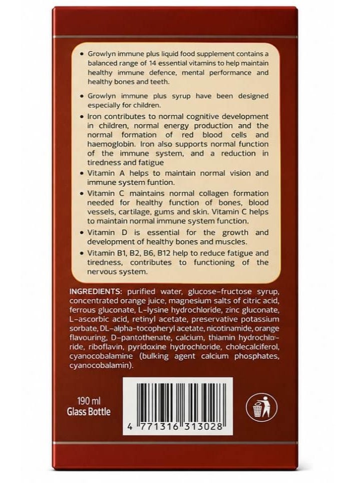 Growlyn Immune Plus Multivitamin Syrup 200ml - Image 4