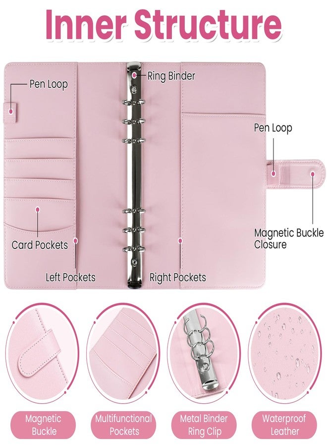 VACONICO Reusable Sticker Book Collecting A5 Binder Sticker Storage Organize for Adult Kids with Blank Release Paper and Clear Pocket Leather Binder Cover with Magnetic Buckle Closure (Pink) - Image 3