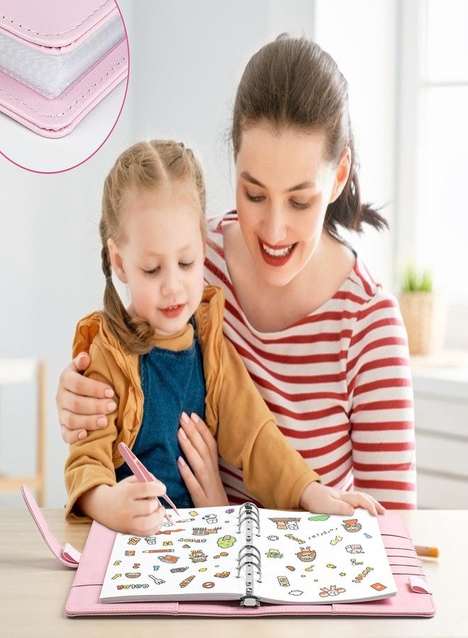 VACONICO Reusable Sticker Book Collecting A5 Binder Sticker Storage Organize for Adult Kids with Blank Release Paper and Clear Pocket Leather Binder Cover with Magnetic Buckle Closure (Pink) - Image 5