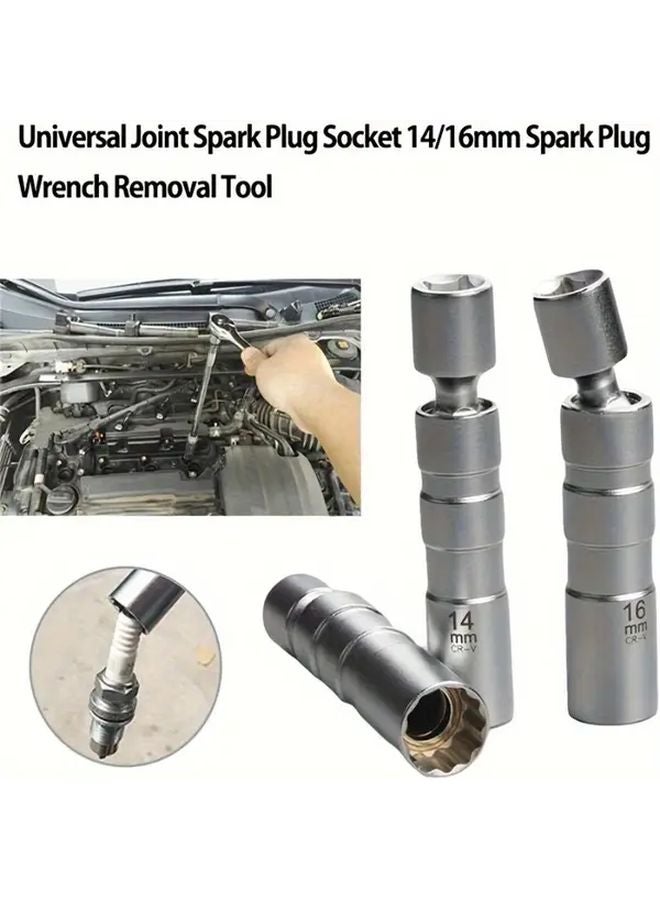 2pcs 14mm 16mm Thin Walled Magnetic Spark Plug Socket 3 8 Inch Drive Rotating Tool - Image 4