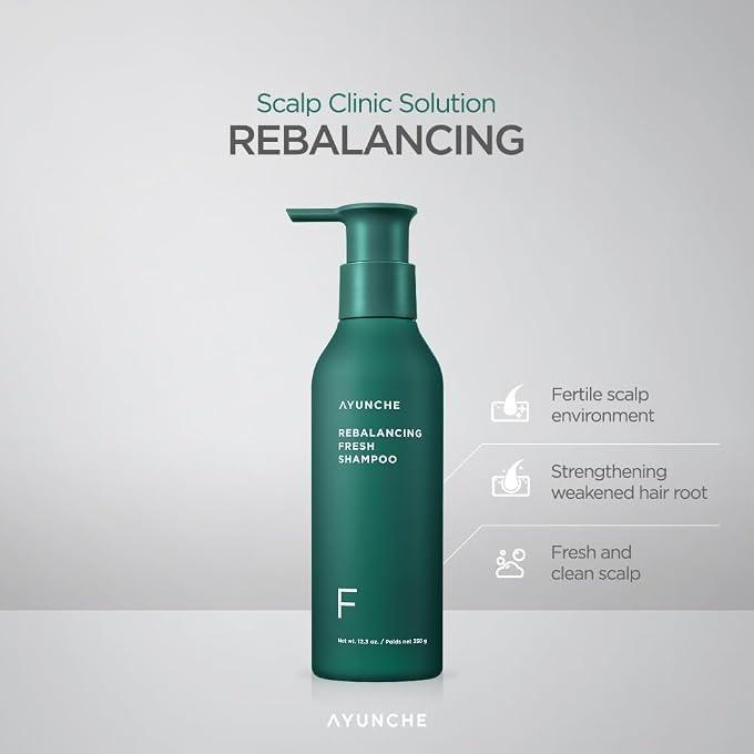 AYUNCHE Rebalancing Shampoo Fresh 11 fl. oz. [For Oily Scalp] | Cleanse Excess Sebum & Oiliness | Strengthen and Protect Hair Roots | Anti-Hair Loss and Anti-Thinning Shampoo | Korean Salon Brand - Image 3