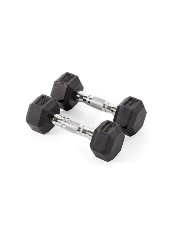 YORK Hex Dumbbell DR5320 2.5KG – Rubber Coated Free Weight with Chrome Handle for Toning & Strength Training