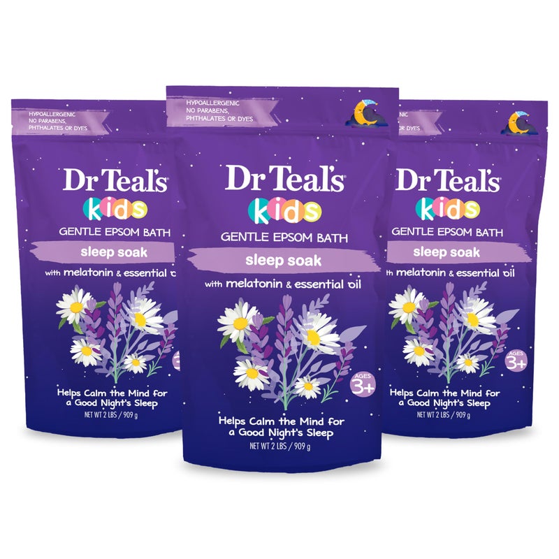 Dr Teal's Dr Teal's Kids Gentle Epsom Salt, Sleep Soak with Melatonin & Essential Oil Blend, 2 lbs (Pack of 3) 