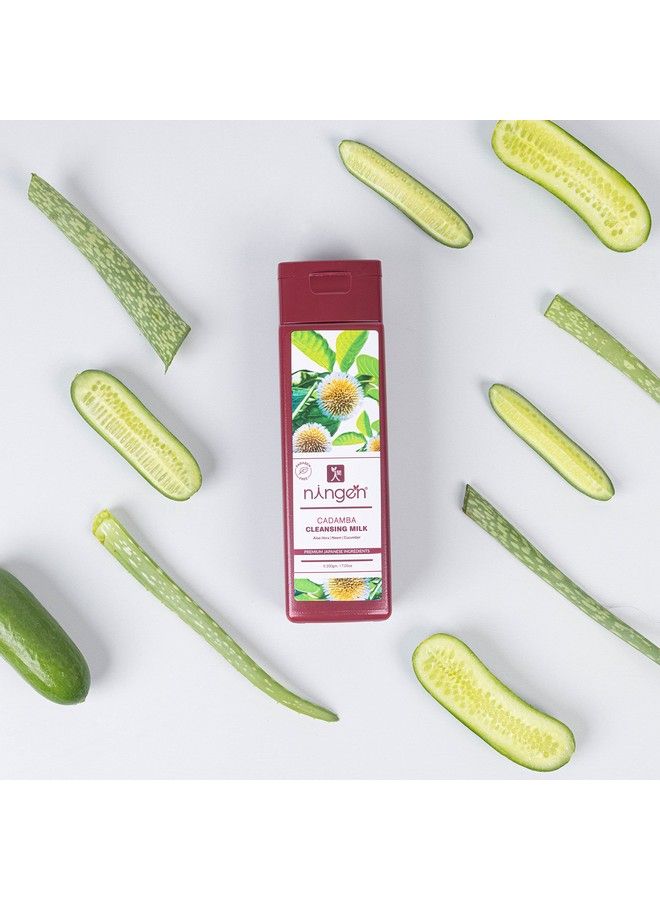 ningen Cadamba Cleansing Milk I With Goodness Of Aloe Vera Neem And Cucumber I Dermatologically Tested Paraben Free I Removes Dirt Grime And Makeup I 200G Maroon - Image 3