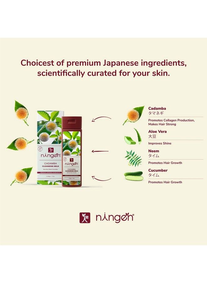 ningen Cadamba Cleansing Milk I With Goodness Of Aloe Vera Neem And Cucumber I Dermatologically Tested Paraben Free I Removes Dirt Grime And Makeup I 200G Maroon - Image 5