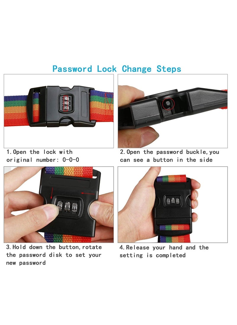 Generic - Luggage Strap Suitcase Belts Lockable Adjustable Travel Packing Belt Baggage Security Straps with Password Lock Clip and 2 Pcs Luggage Tags Labels Identifier 2 Pcs - Image 1