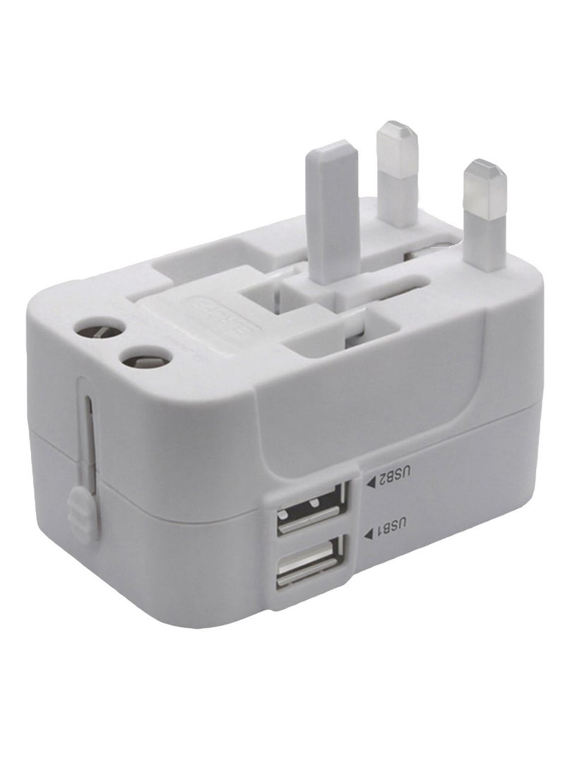 NIBEMINENT Dual USB Power Plug Adapter White - Image 2