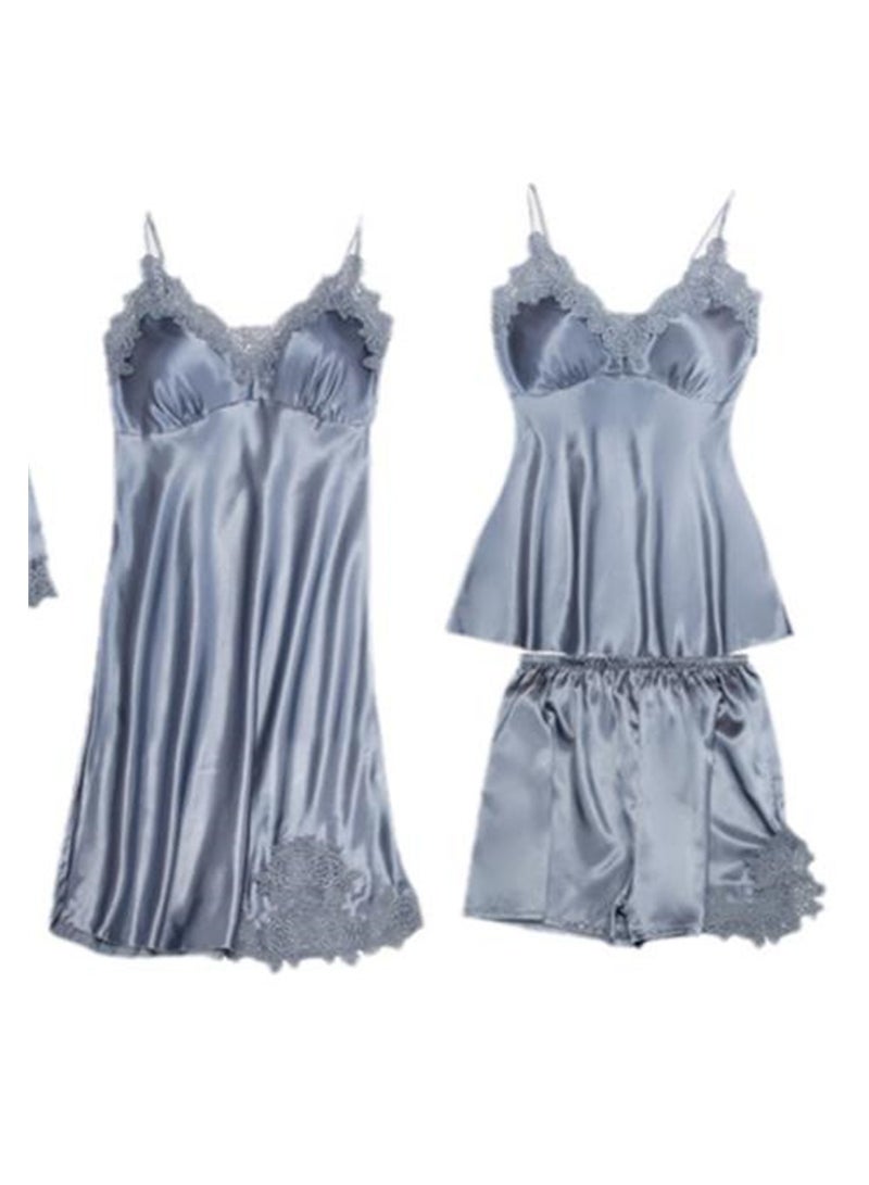 5pcs women's pajamas with imitation silk pajamas suspenders shorts pajamas set - Image 3