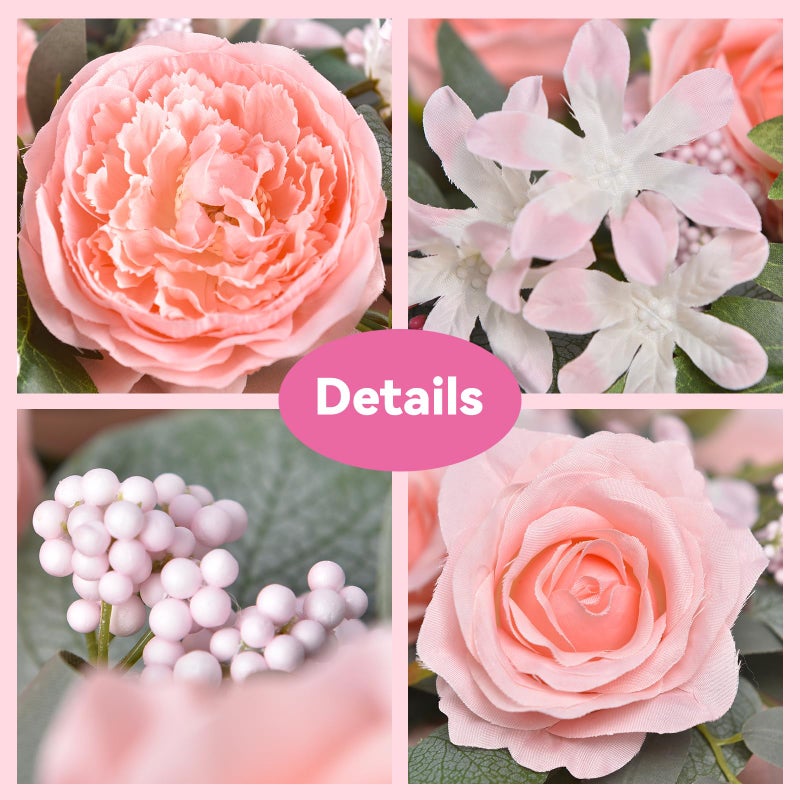 DearHouse 2Pcs Artificial Peony Flower Garland and - Silk Peony Garland with Flowers and Eucalyptus for Wedding Party Table Decoration,6ft/Strand (Pink) - Image 5